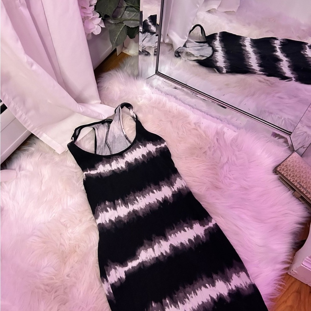 Ambiance Black and White Striped Midi Dress